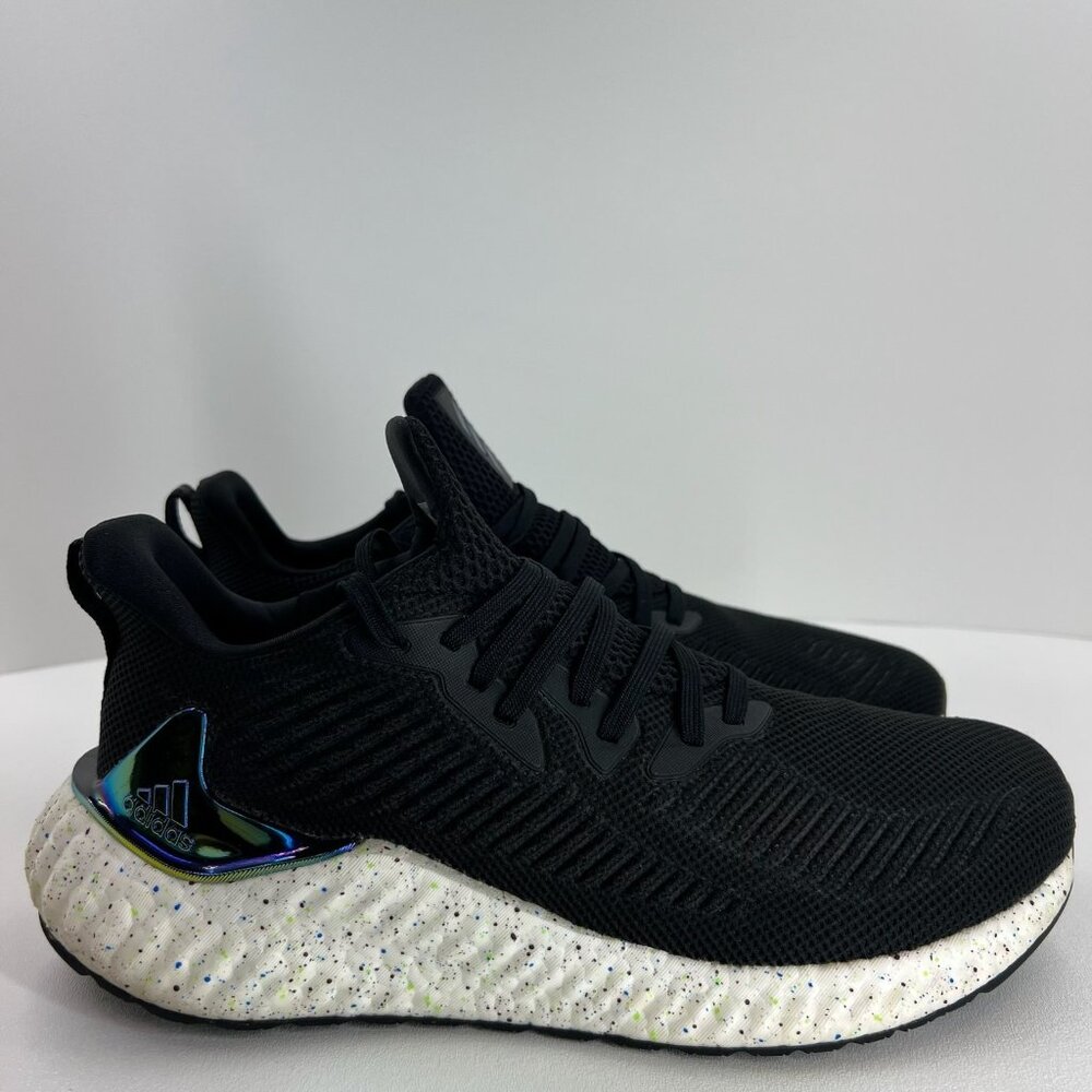 Adidas Alphaboost Running Shoes Men 10 Speckled Iridescent Breathable Core Black - Picture 2 of 14